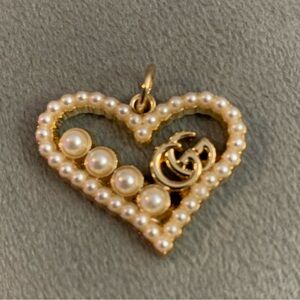 Upcycled Gold Heart Pendant Necklace with Pearls